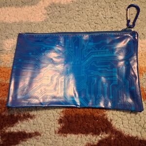 Blue Circuit Pattern Pouch
